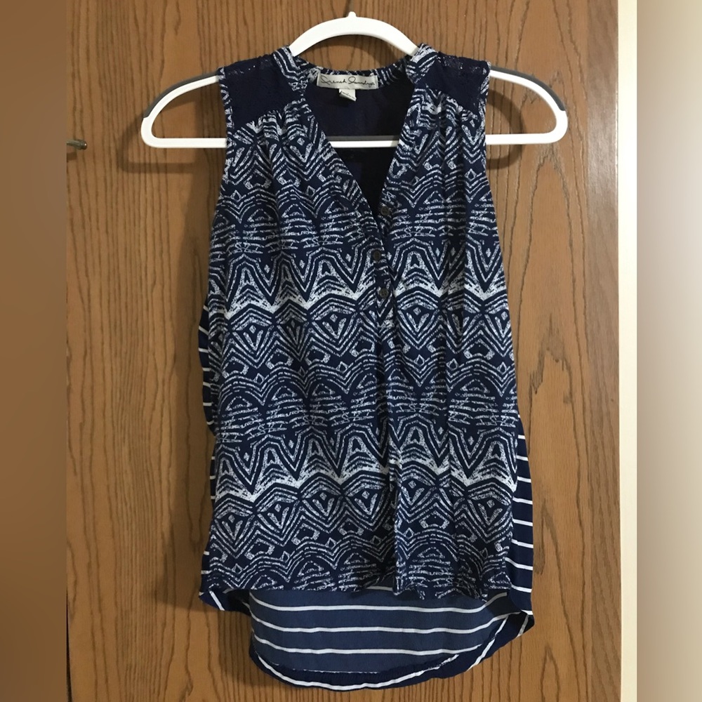 Navy blue and white tank top
